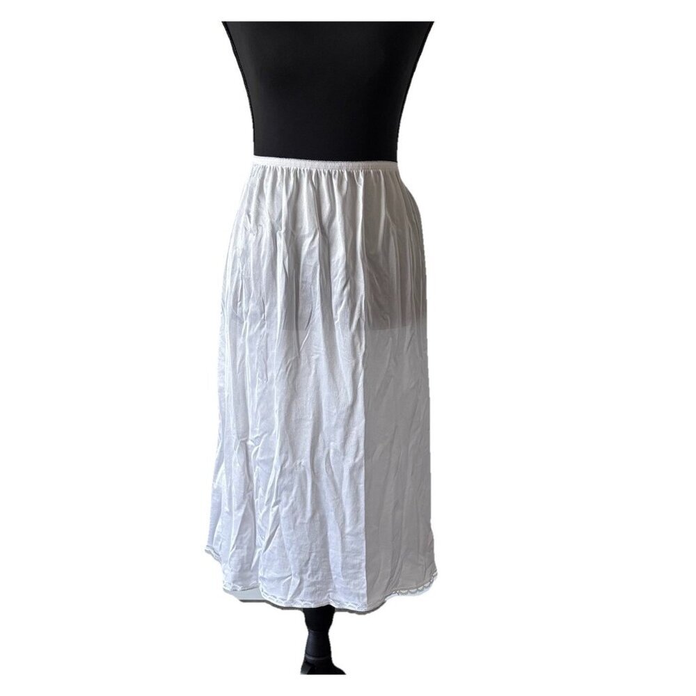 Vintage Sliperfection Slip with Lace Trim White Size Large (FITS S-M)Made In USA